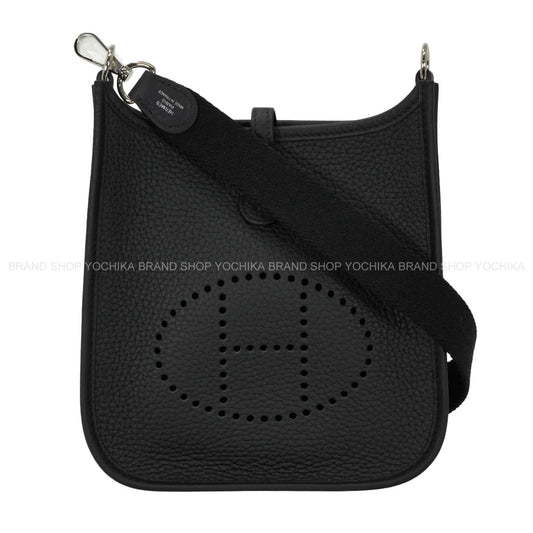 HERMES Shoulder bag Evelyne 16 TPM Noir (Black) Taurillon Clemence Silver HW Stamp K[EXCELLENT][Authentic]