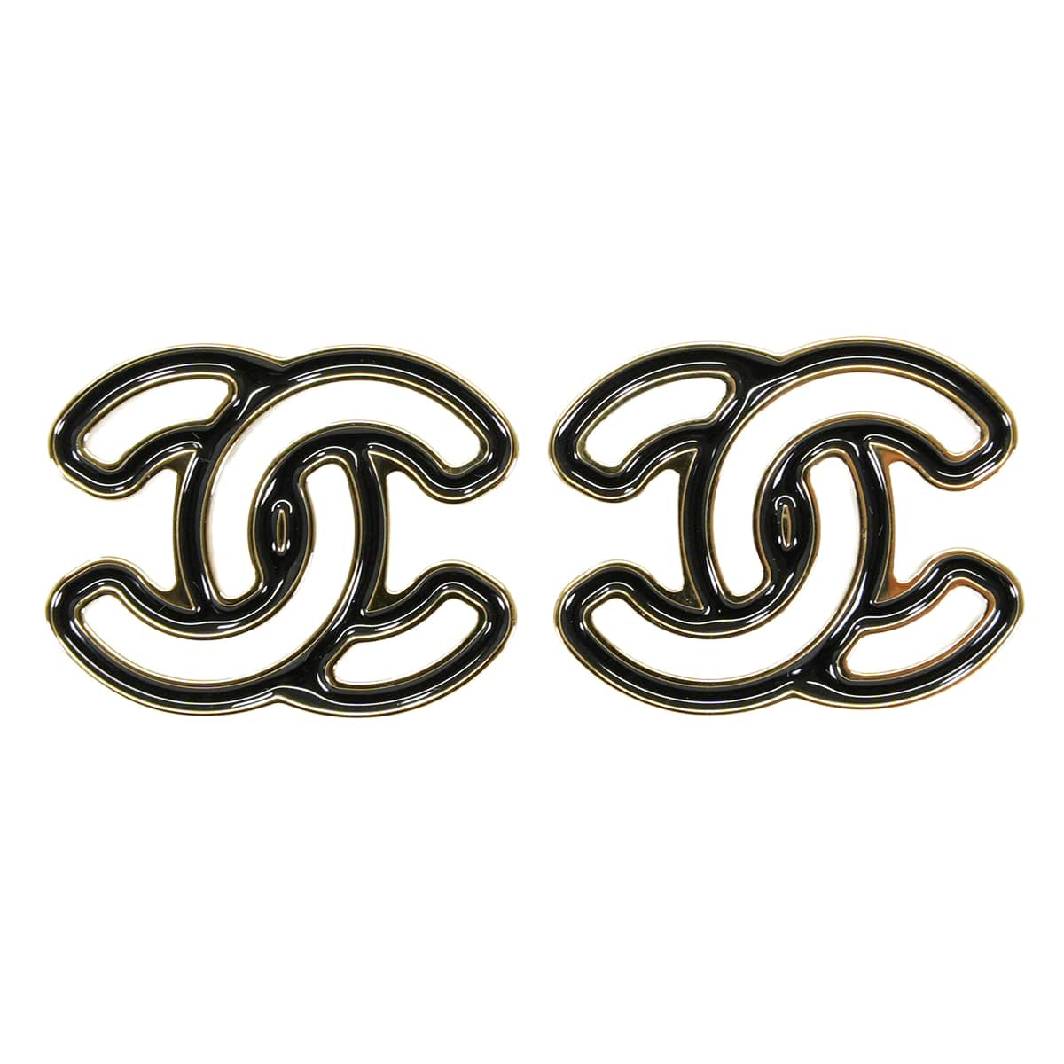 CHANEL pierced earring COCO Mark Gold/Noir (Black) Metal/Resin Gold HW ABD873[BRAND NEW][Authentic]