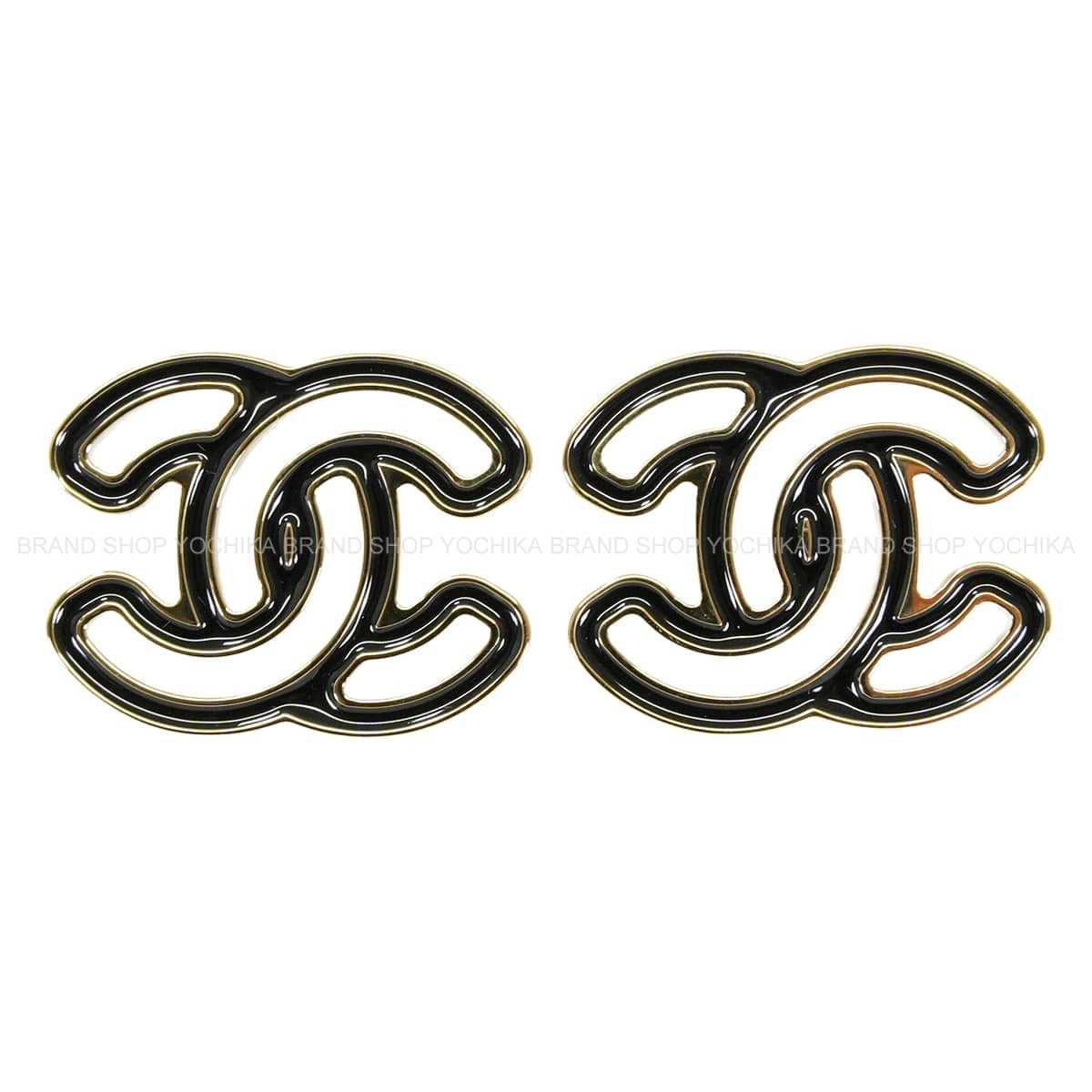 CHANEL pierced earring COCO Mark Gold/Noir (Black) Metal/Resin Gold HW ABD873[BRAND NEW][Authentic]