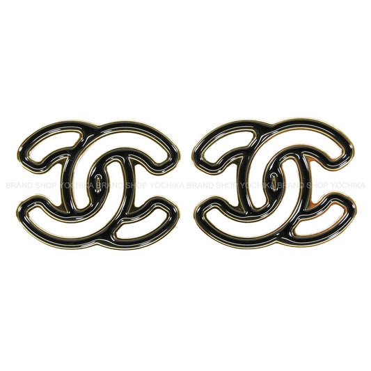 CHANEL pierced earring COCO Mark Gold/Noir (Black) Metal/Resin Gold HW ABD873[BRAND NEW][Authentic]