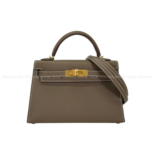 HERMES Shoulder bag Kelly mini 2 Kelly20 Etoupe Veau Epsom Gold HW Stamp G[BRAND NEW][Authentic]