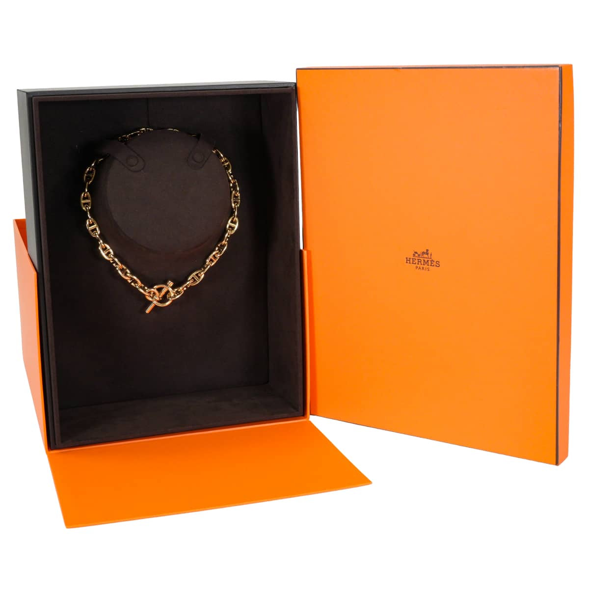 HERMES necklace Chaine d'Ancre MM 36 Links Gold K18[EXCELLENT][Authentic]