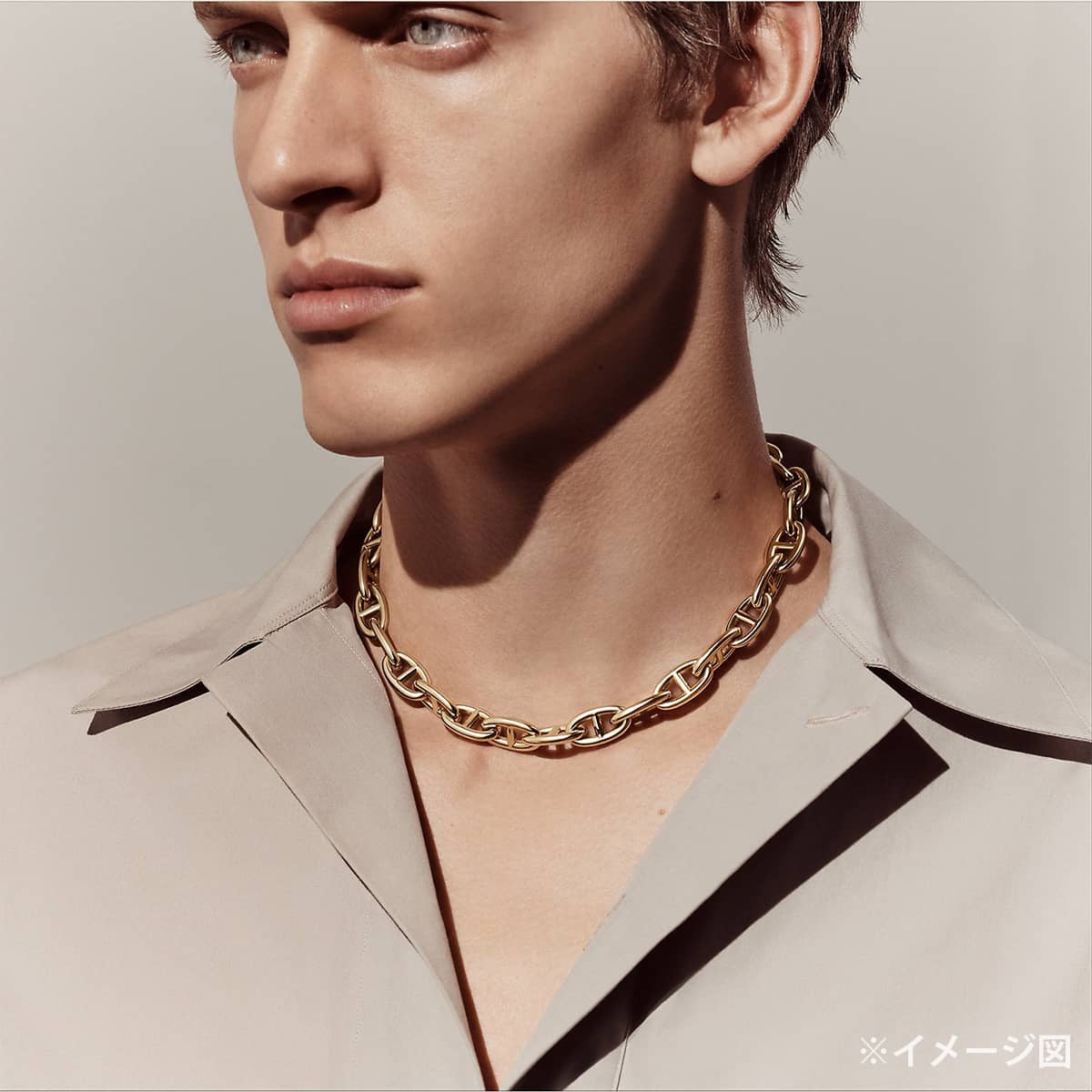 HERMES necklace Chaine d'Ancre MM 36 Links Gold K18[EXCELLENT][Authentic]
