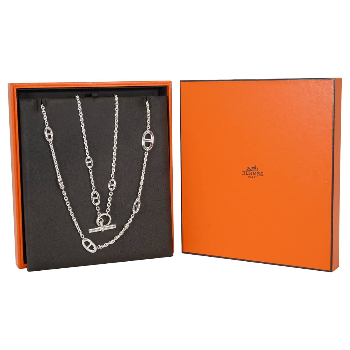 HERMES necklace Long Farandole Chaine d'Ancre 120 Silver Silver925 (SV925 Ag925) Silver HW[EXCELLENT][Authentic]