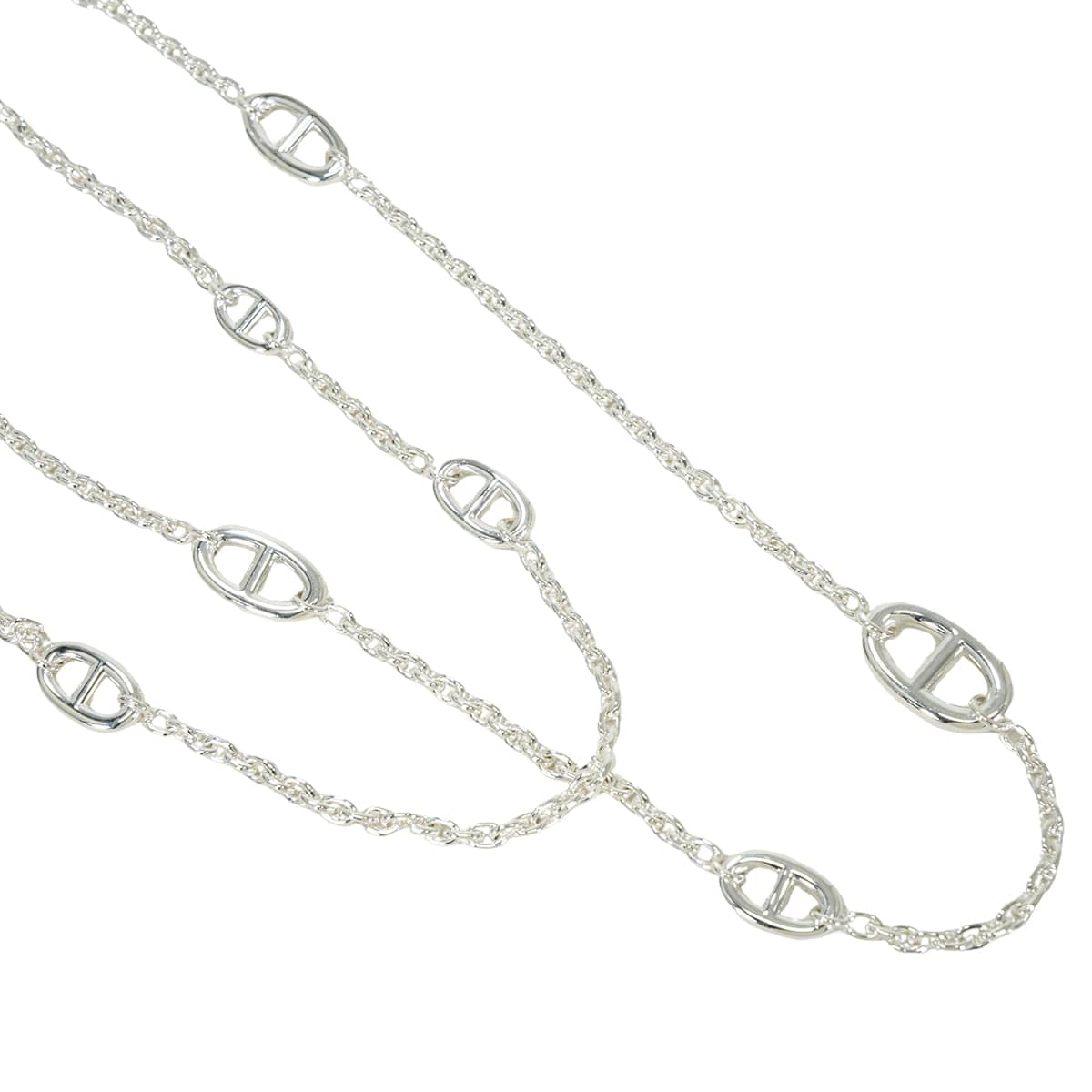 HERMES necklace Long Farandole Chaine d'Ancre 120 Silver Silver925 (SV925 Ag925) Silver HW[EXCELLENT][Authentic]