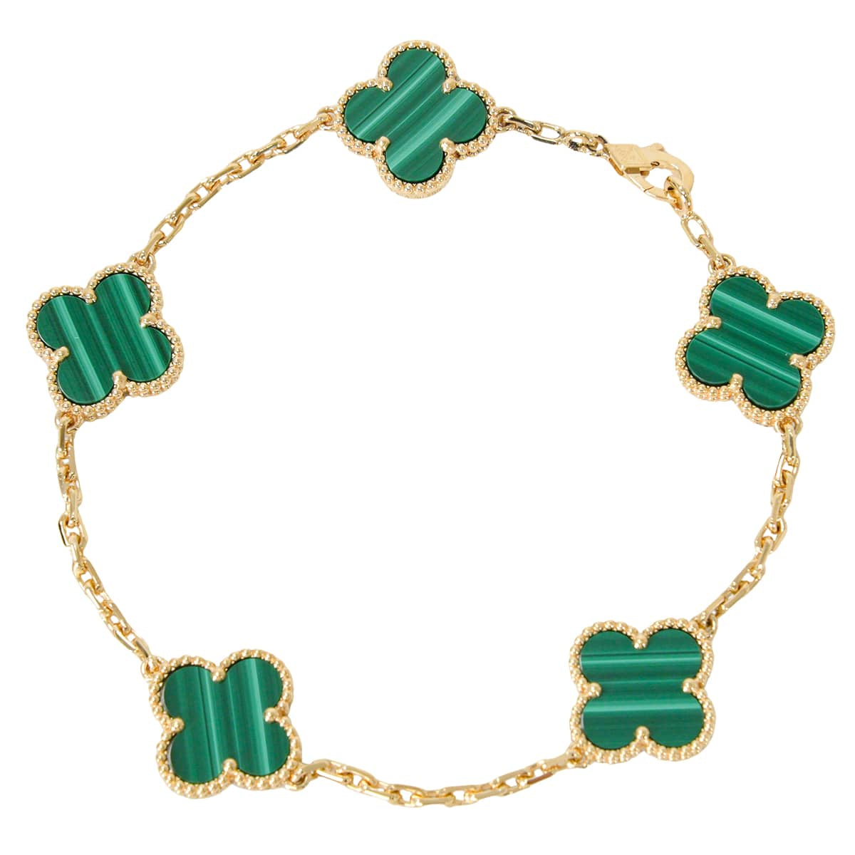 Van Cleef & Arpels bracelet Vintage Alhambra 5 motifs Malachite K18YG VCARL80900[BRAND NEW][Authentic]