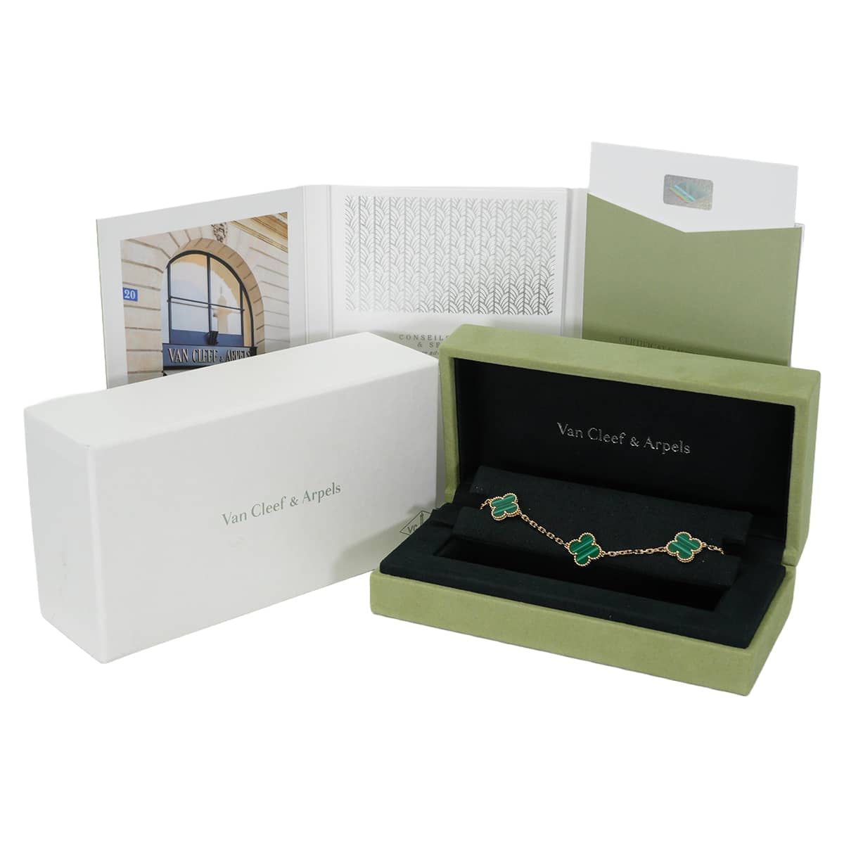 Van Cleef & Arpels bracelet Vintage Alhambra 5 motifs Malachite K18YG VCARL80900[BRAND NEW][Authentic]