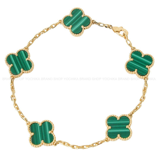 Van Cleef & Arpels bracelet Vintage Alhambra 5 motifs Malachite K18YG VCARL80900[BRAND NEW][Authentic]