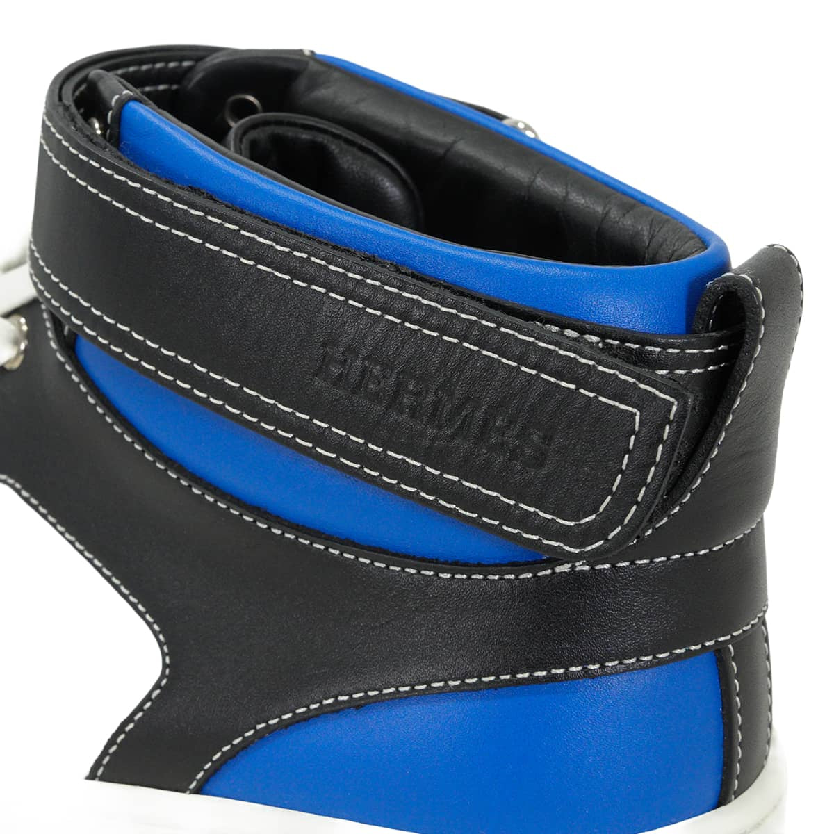 [Pre-loved] HERMES sneakers Freestyle Clou de Selle Blanc (White)/Noir (Black)/Bleu France Leather #41[USED SA][Authentic]