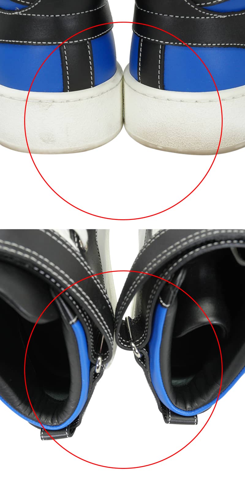 [Pre-loved] HERMES sneakers Freestyle Clou de Selle Blanc (White)/Noir (Black)/Bleu France Leather #41[USED SA][Authentic]