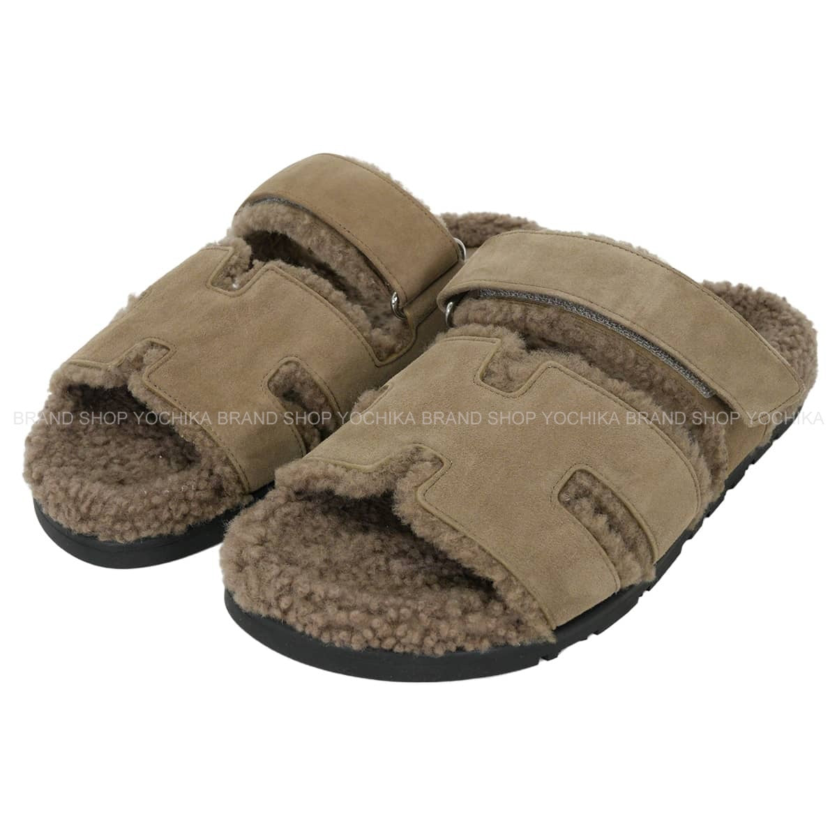 HERMES sandals Chypre Etoupe Mouton #41[EXCELLENT][Authentic]