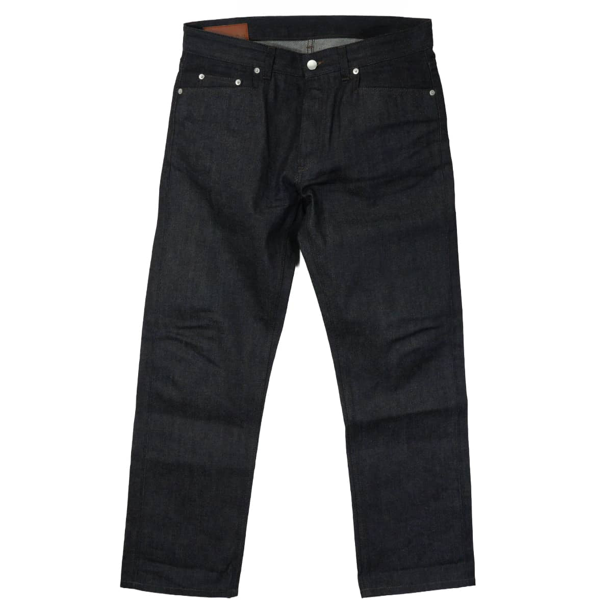 [Pre-loved] HERMES Denim Pants Tapered jeans with Sellier buttons and leather patchIndigo Blue Cotton /leather #44[LIKE NEW][Authentic]