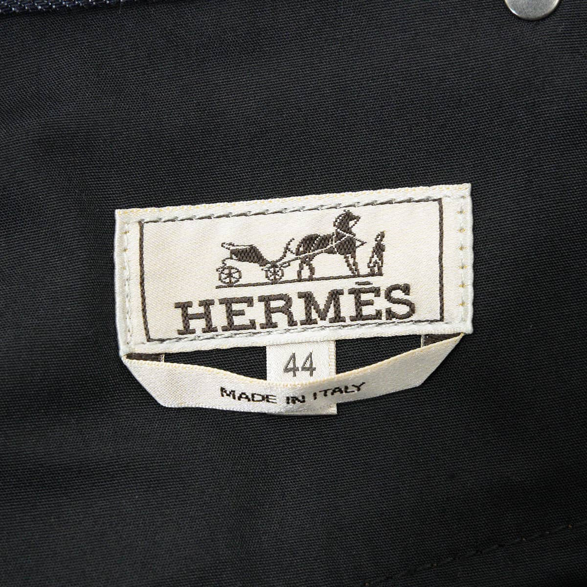 [Pre-loved] HERMES Denim Pants Tapered jeans with Sellier buttons and leather patchIndigo Blue Cotton /leather #44[LIKE NEW][Authentic]