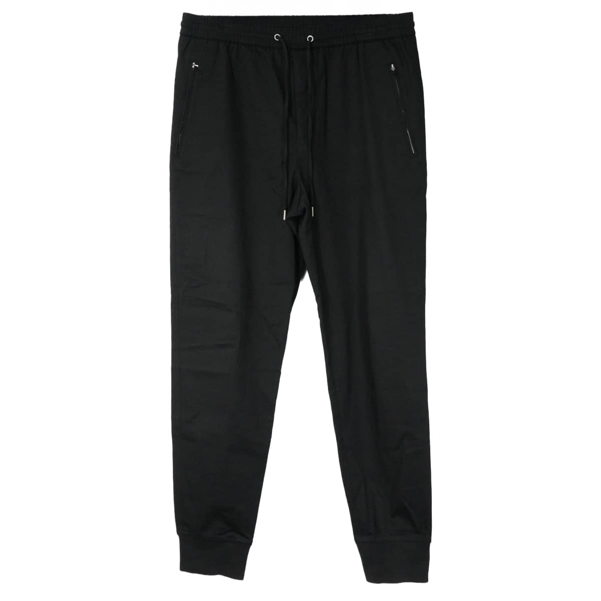 [Pre-loved] HERMES Pants Valmy Double Milano Jersey Jogger Sellier buttons Noir (Black) Cotton #44[LIKE NEW][Authentic]