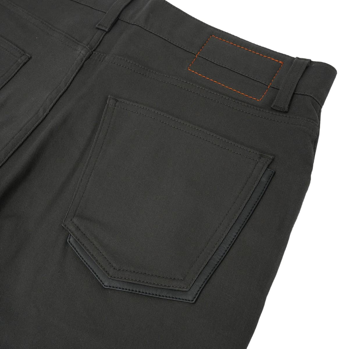 HERMES Pants Men's cotton with leather pockets Sellier buttons PunchingDark Gray Cotton #44 Silver HW[EXCELLENT][Authentic]