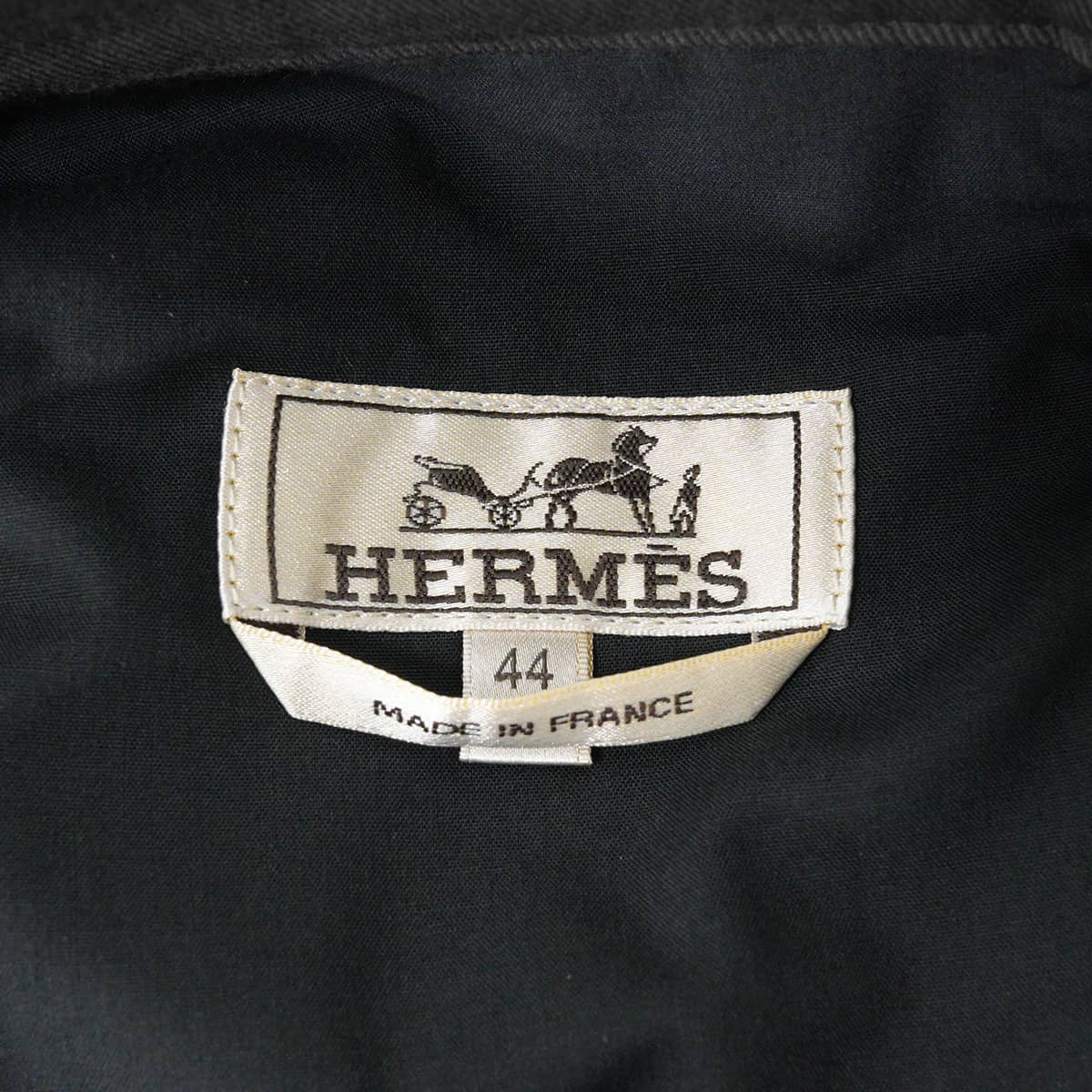 HERMES Pants Men's cotton with leather pockets Sellier buttons PunchingDark Gray Cotton #44 Silver HW[EXCELLENT][Authentic]