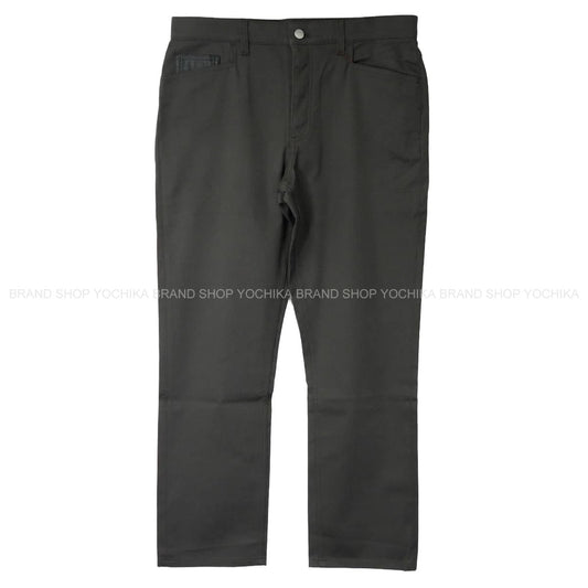 HERMES Pants Men's cotton with leather pockets Sellier buttons PunchingDark Gray Cotton #44 Silver HW[EXCELLENT][Authentic]