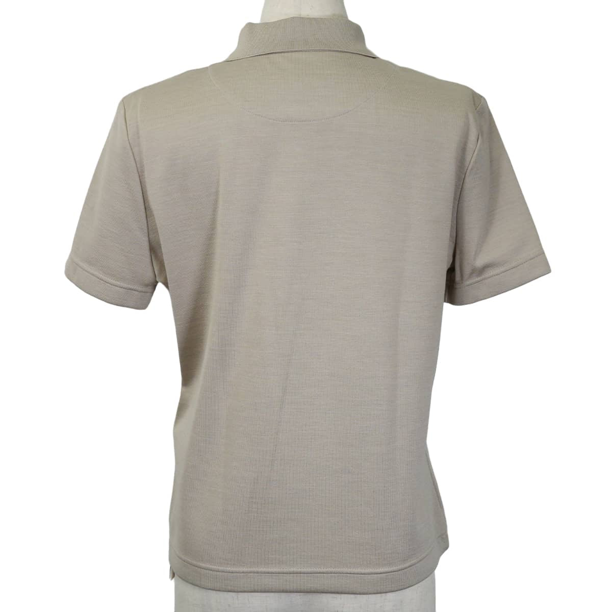 HERMES Polo shirt Clou de Selle MicroGreige Cotton/Silk//Polyamide #40[EXCELLENT][Authentic]
