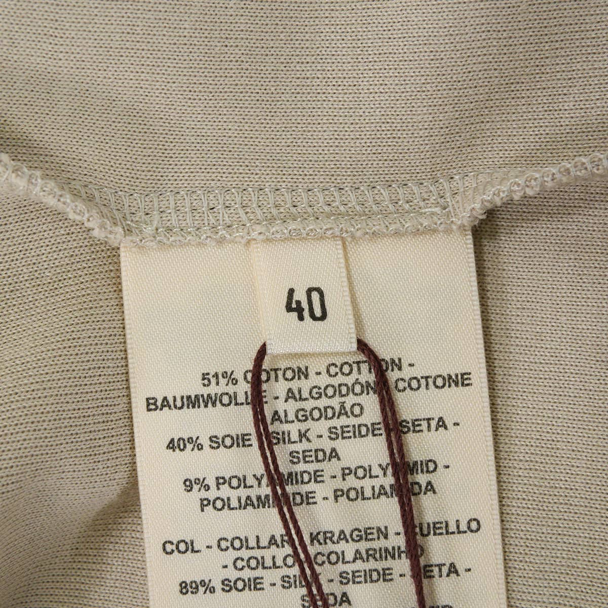 HERMES Polo shirt Clou de Selle MicroGreige Cotton/Silk//Polyamide #40[EXCELLENT][Authentic]