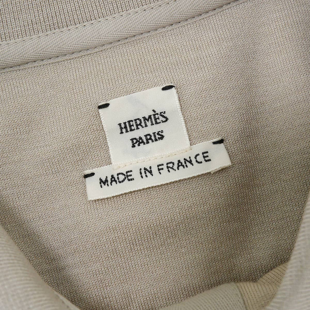 HERMES Polo shirt Clou de Selle MicroGreige Cotton/Silk//Polyamide #40[EXCELLENT][Authentic]
