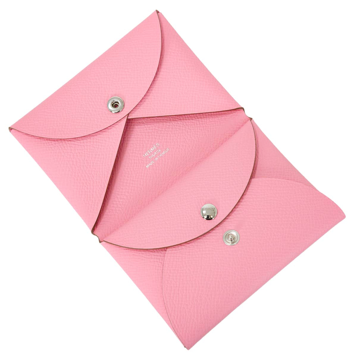 HERMES card holder Calvi Duo Rose Confetti Veau Epsom Silver HW Stamp G[BRAND NEW][Authentic]