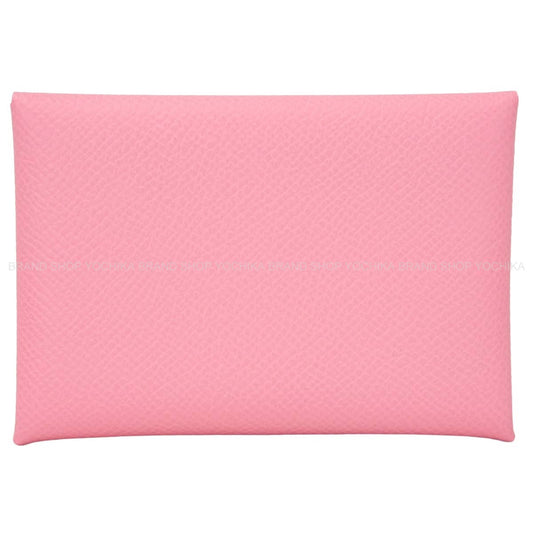 HERMES card holder Calvi Duo Rose Confetti Veau Epsom Silver HW Stamp G[BRAND NEW][Authentic]