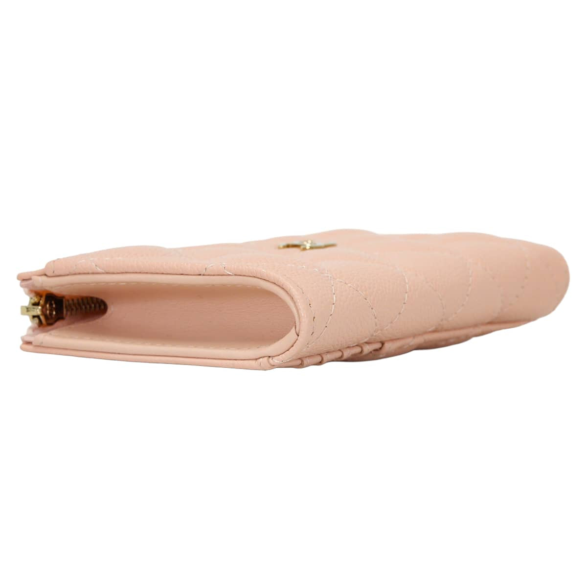 CHANEL card holder Classic Zipped Fragment case Matelasse COCO MarkBeige Pink Graind Calf(Caviarskin) Champagne Gold HW AP3179[EXCELLENT][Authentic]