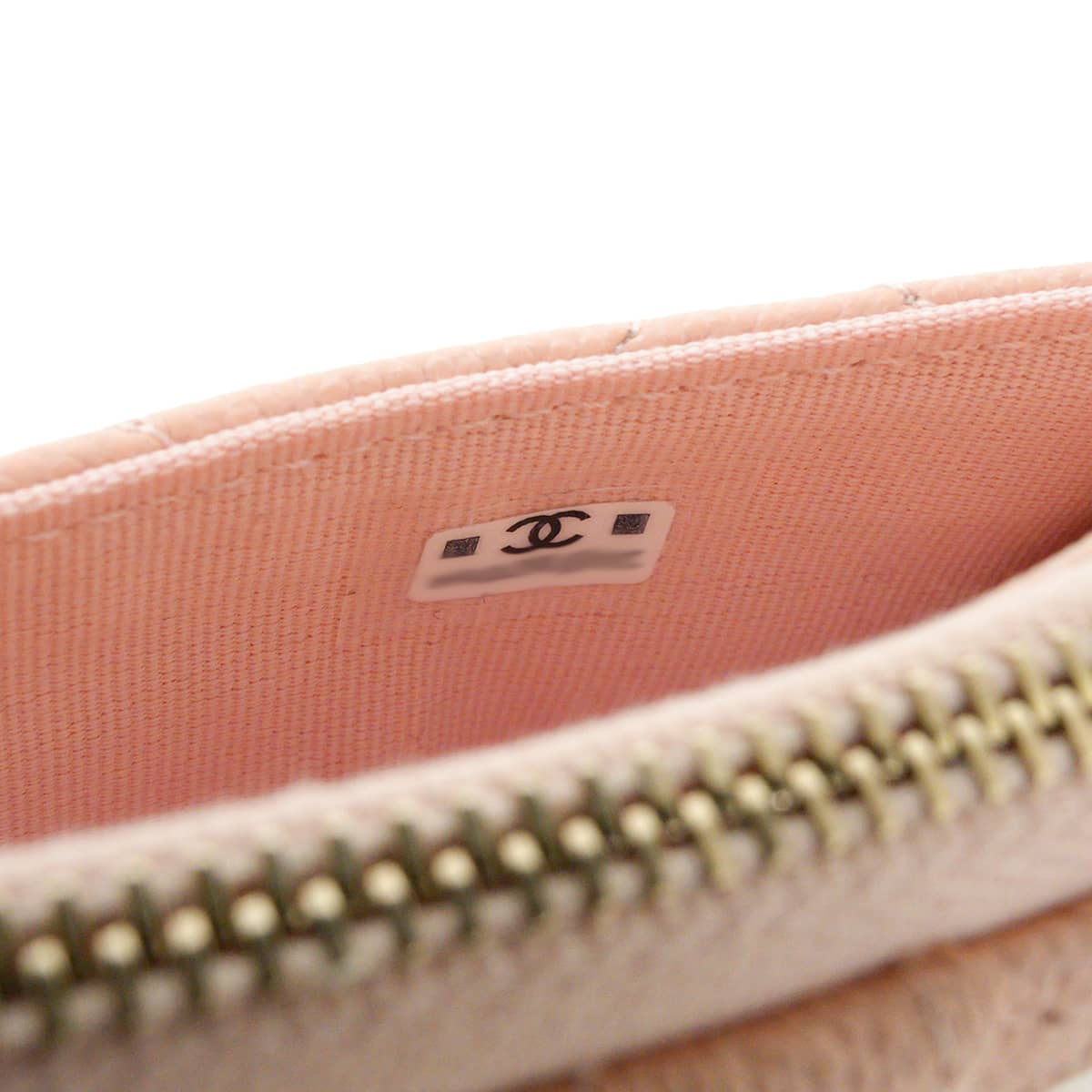 CHANEL card holder Classic Zipped Fragment case Matelasse COCO MarkBeige Pink Graind Calf(Caviarskin) Champagne Gold HW AP3179[EXCELLENT][Authentic]