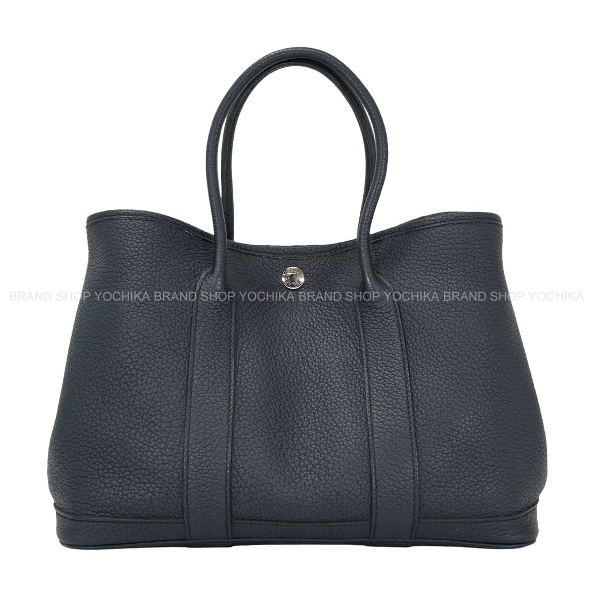 [Pre-loved] HERMES tote bag Garden Party 30 TPM All Leather Blue Indigo Veau Negonda Silver HW Stamp T[USED SA][Authentic]