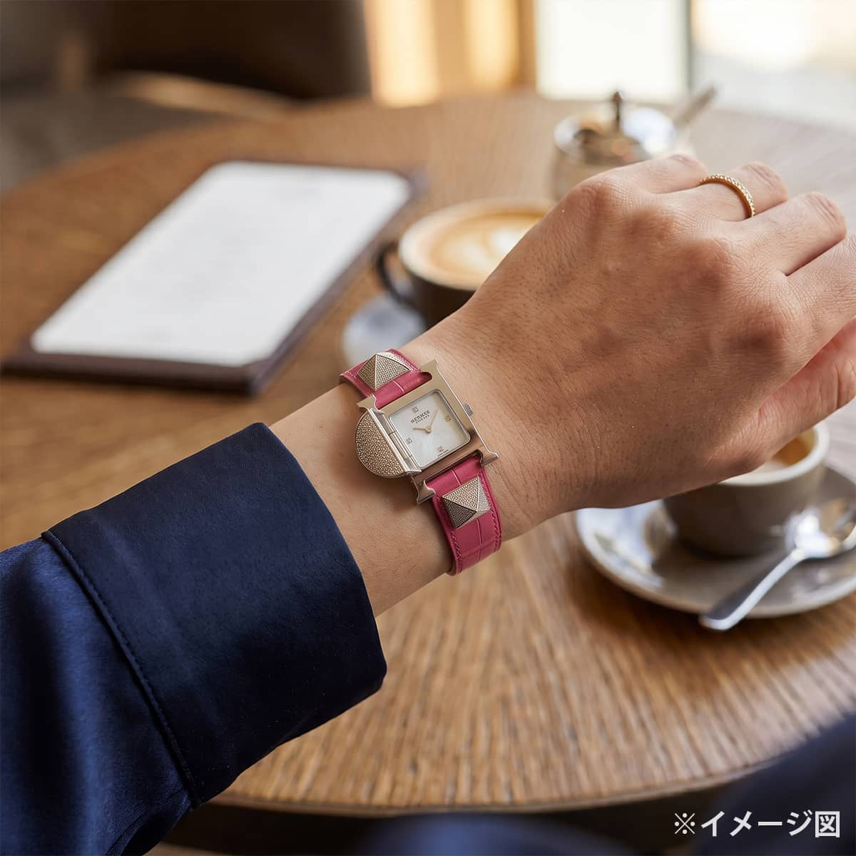HERMES Watches Medor ME3.230 23mm PM Rose Tyrien Silver HW Stamp □R[EXCELLENT][Authentic]