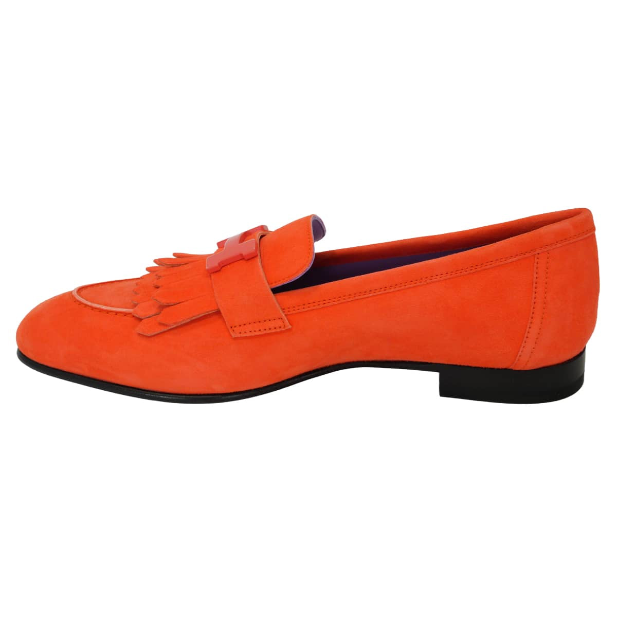 HERMES loafers Moccasin RoyalRose Sorbet Chevre Velour/Lacquer #38.5[BRAND NEW][Authentic]