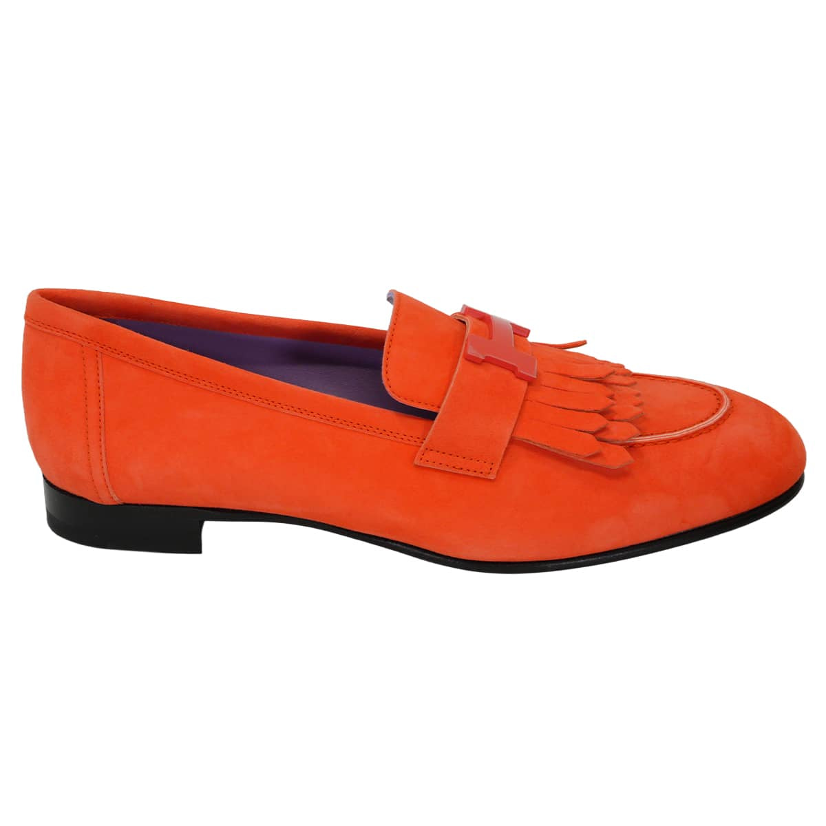 HERMES loafers Moccasin RoyalRose Sorbet Chevre Velour/Lacquer #38.5[BRAND NEW][Authentic]