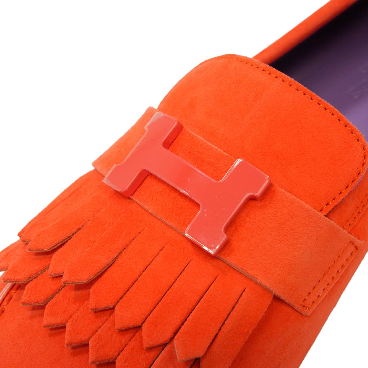 HERMES loafers Moccasin RoyalRose Sorbet Chevre Velour/Lacquer #38.5[BRAND NEW][Authentic]
