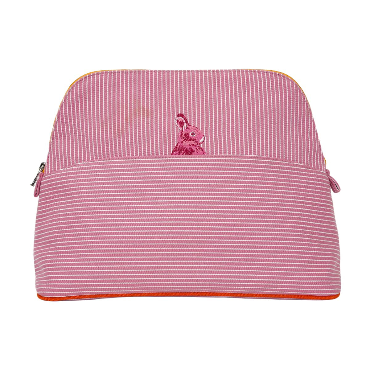 HERMES Pouch Bolide Pouch 31 GM Passe passe Rabbit Pink Striped cotton Silver HW[EXCELLENT][Authentic]