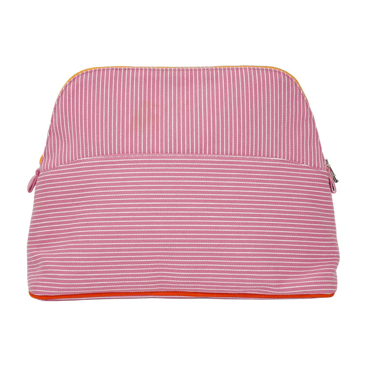 HERMES Pouch Bolide Pouch 31 GM Passe passe Rabbit Pink Striped cotton Silver HW[EXCELLENT][Authentic]