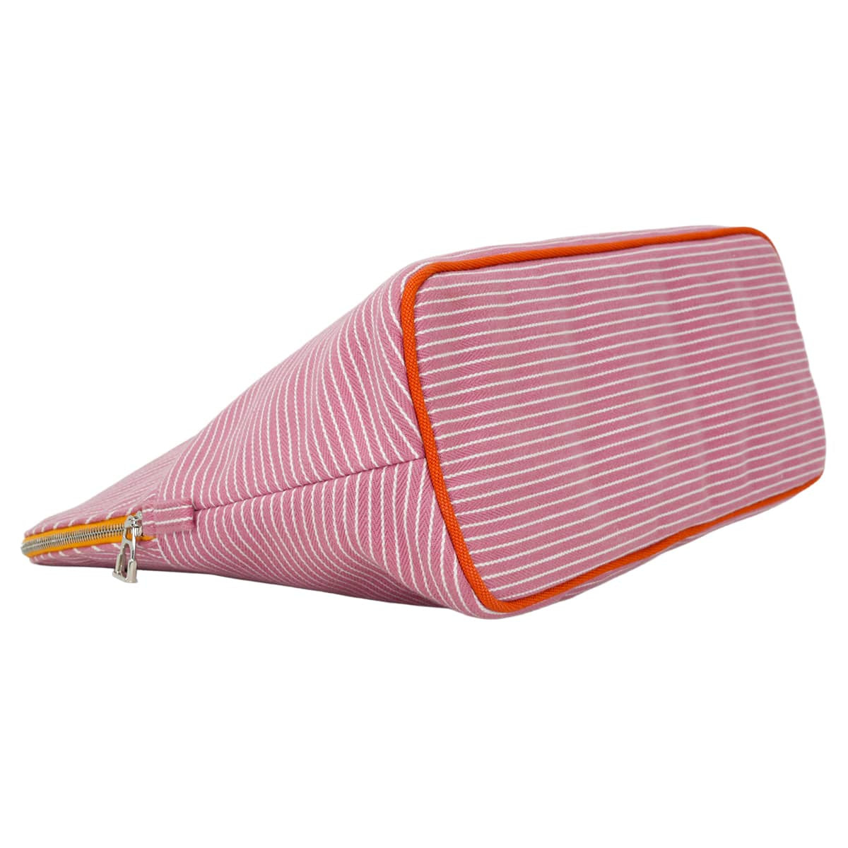 HERMES Pouch Bolide Pouch 31 GM Passe passe Rabbit Pink Striped cotton Silver HW[EXCELLENT][Authentic]