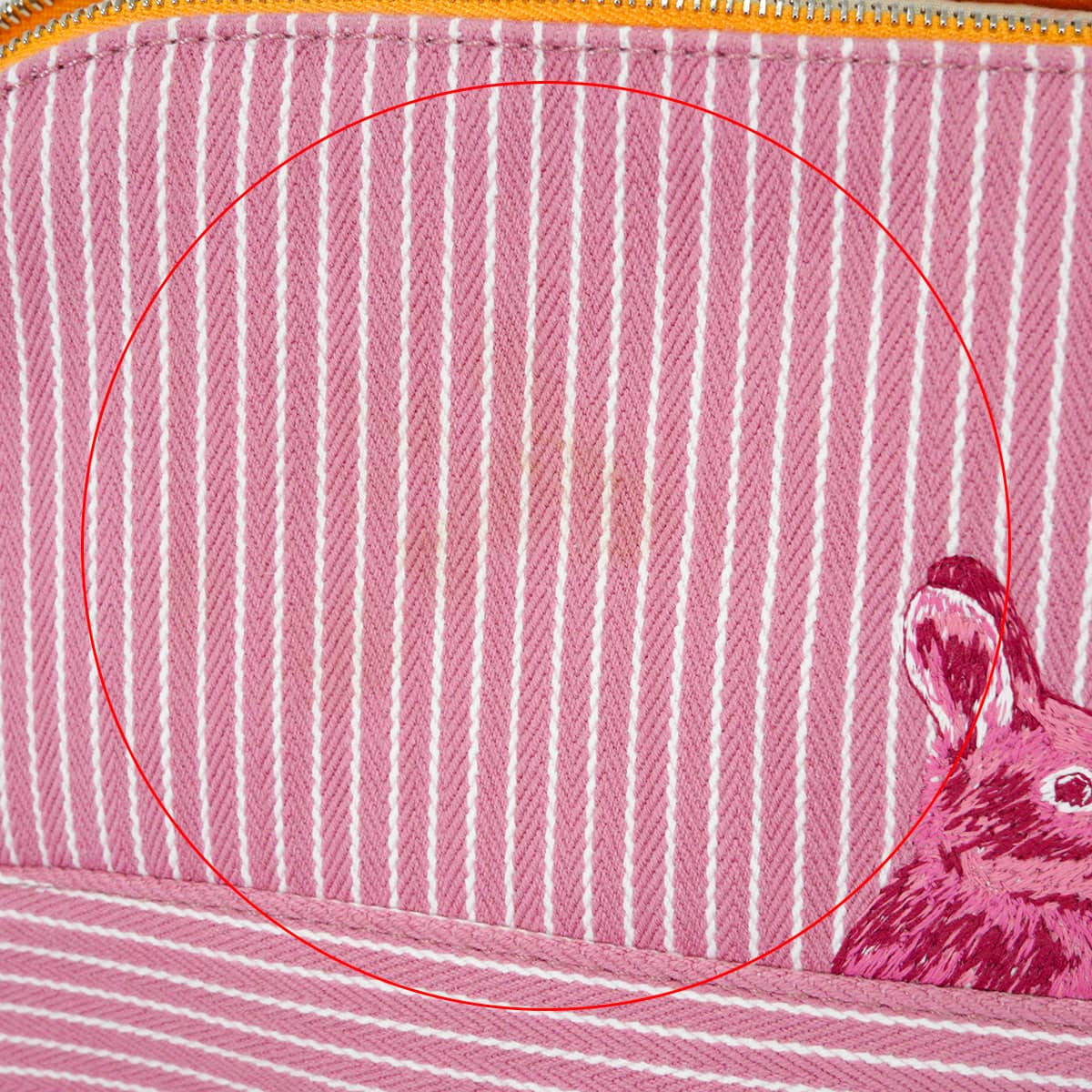HERMES Pouch Bolide Pouch 31 GM Passe passe Rabbit Pink Striped cotton Silver HW[EXCELLENT][Authentic]