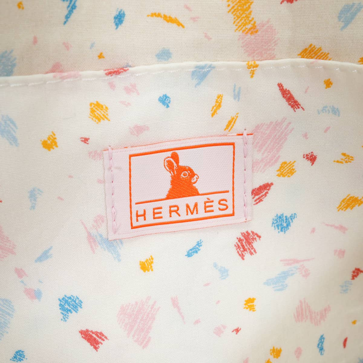 HERMES Pouch Bolide Pouch 31 GM Passe passe Rabbit Pink Striped cotton Silver HW[EXCELLENT][Authentic]