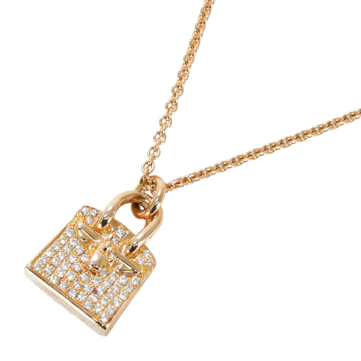 [Pre-loved] HERMES necklace Amulette Kelly K18PG /Diamond 0.22ct Rose Gold HW[LIKE NEW][Authentic]