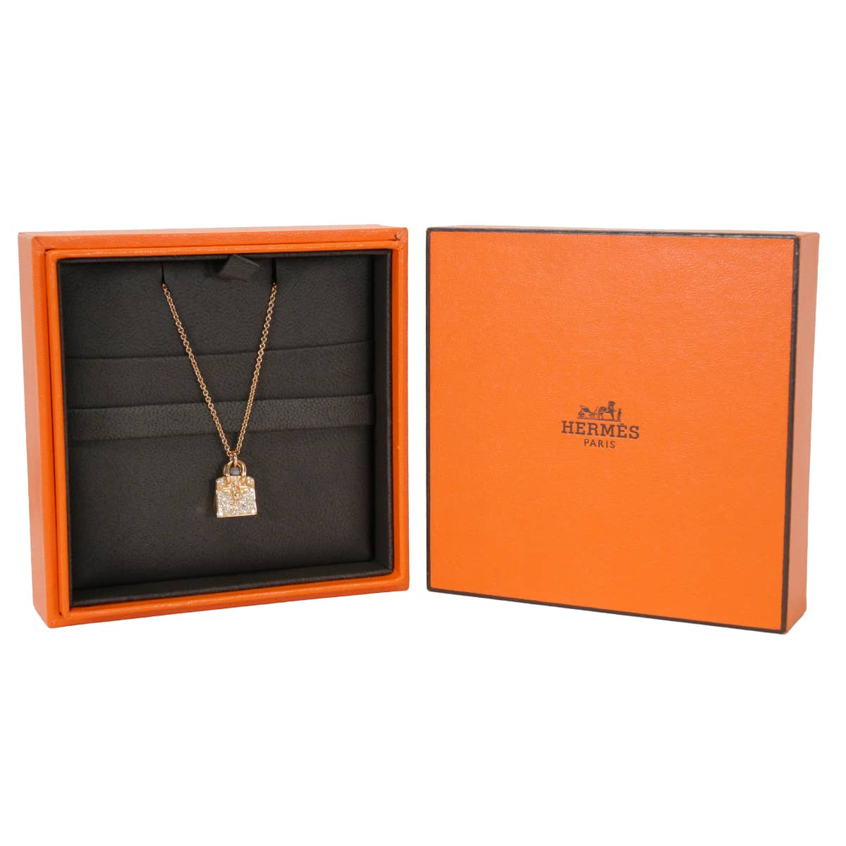 [Pre-loved] HERMES necklace Amulette Kelly K18PG /Diamond 0.22ct Rose Gold HW[LIKE NEW][Authentic]