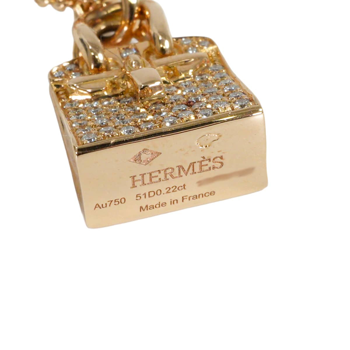 [Pre-loved] HERMES necklace Amulette Kelly K18PG /Diamond 0.22ct Rose Gold HW[LIKE NEW][Authentic]