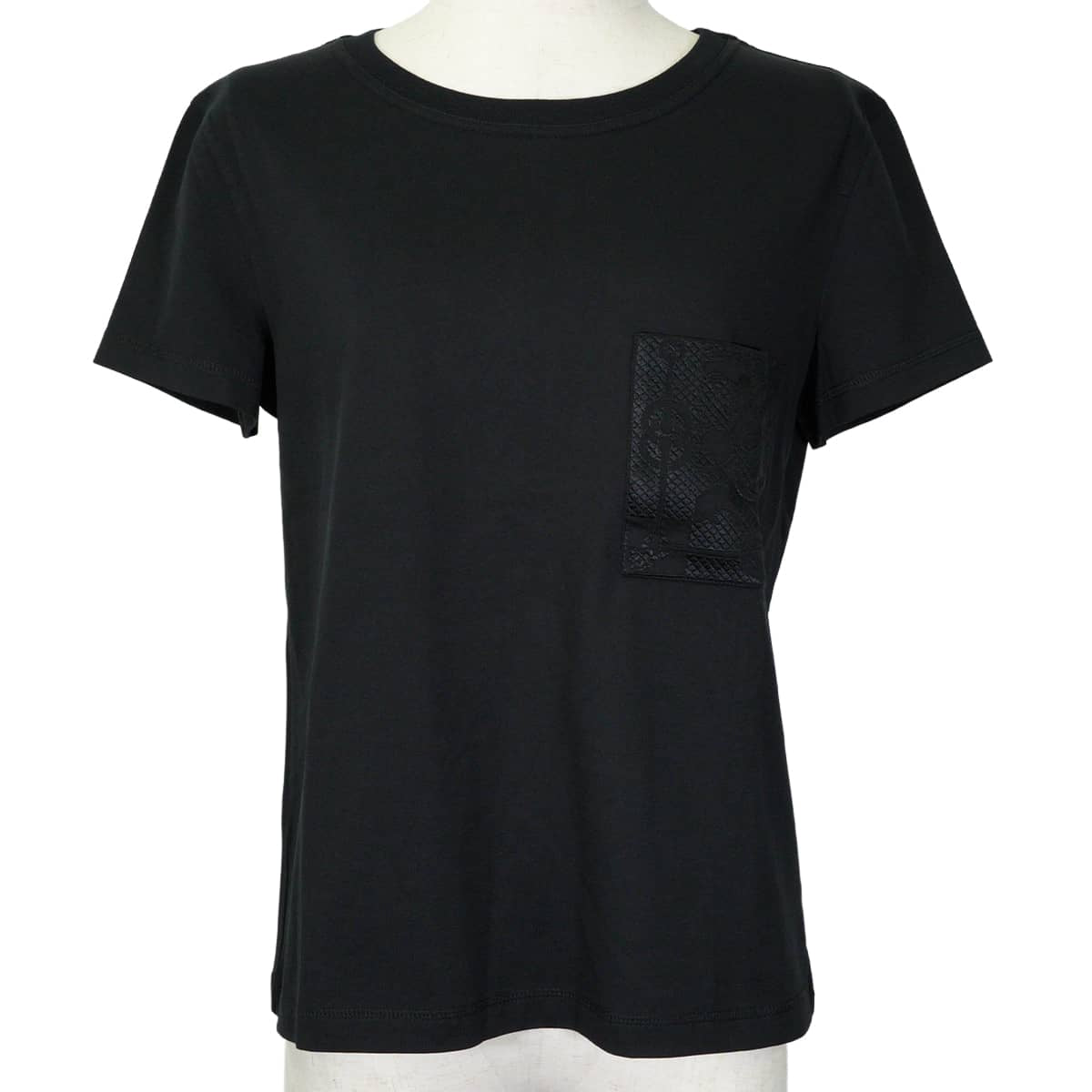 2022SS HERMES Short sleeve t shirt Embroidered pocket Noir (Black) Cotton100% #36 2E4611DUA[EXCELLENT][Authentic]