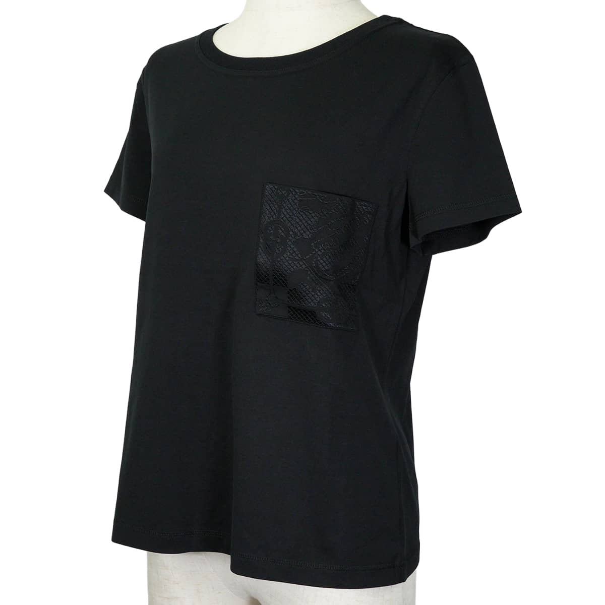 2022SS HERMES Short sleeve t shirt Embroidered pocket Noir (Black) Cotton100% #36 2E4611DUA[EXCELLENT][Authentic]