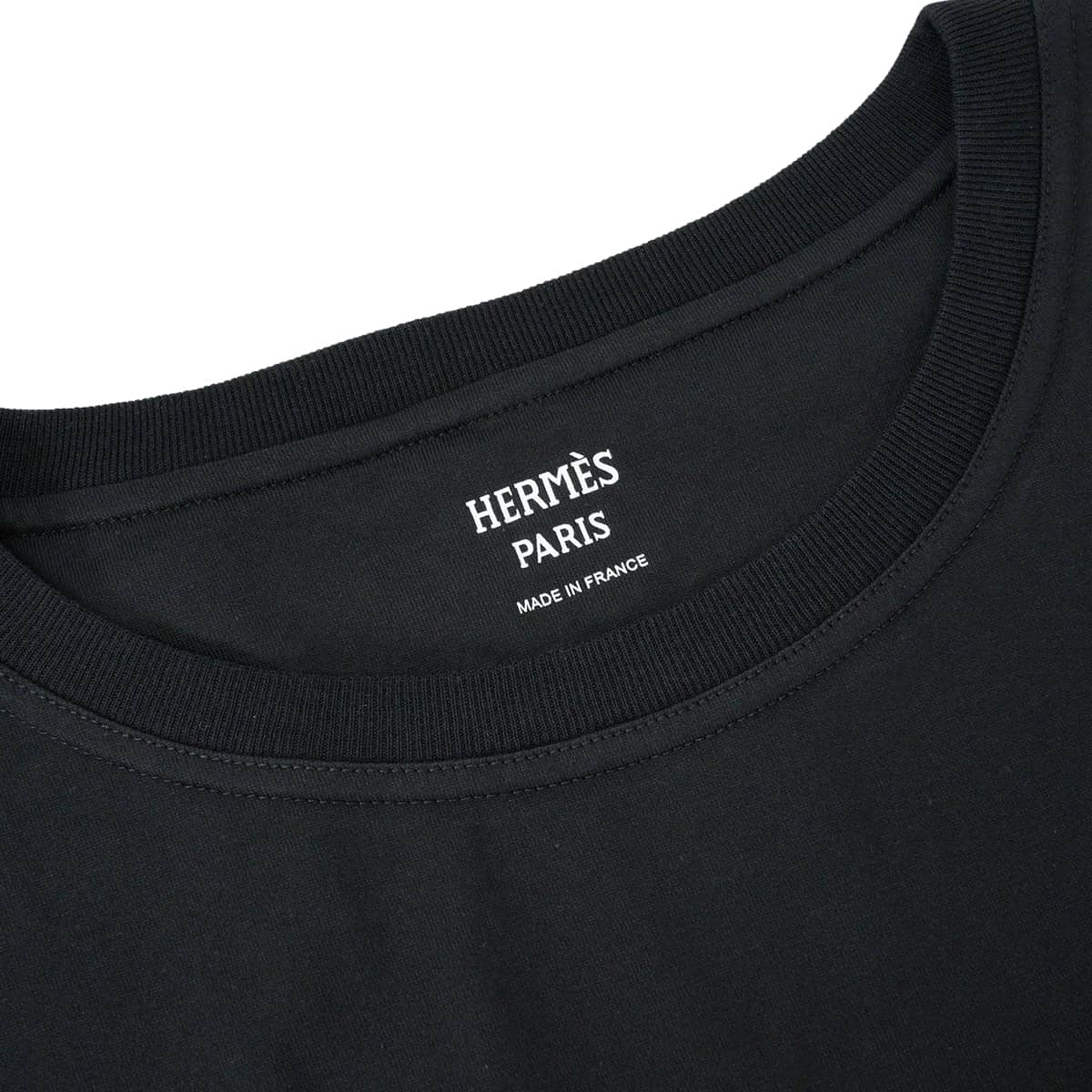 2022SS HERMES Short sleeve t shirt Embroidered pocket Noir (Black) Cotton100% #36 2E4611DUA[EXCELLENT][Authentic]
