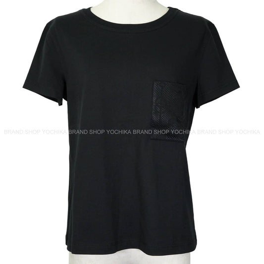 2022SS HERMES Short sleeve t shirt Embroidered pocket Noir (Black) Cotton100% #36 2E4611DUA[EXCELLENT][Authentic]