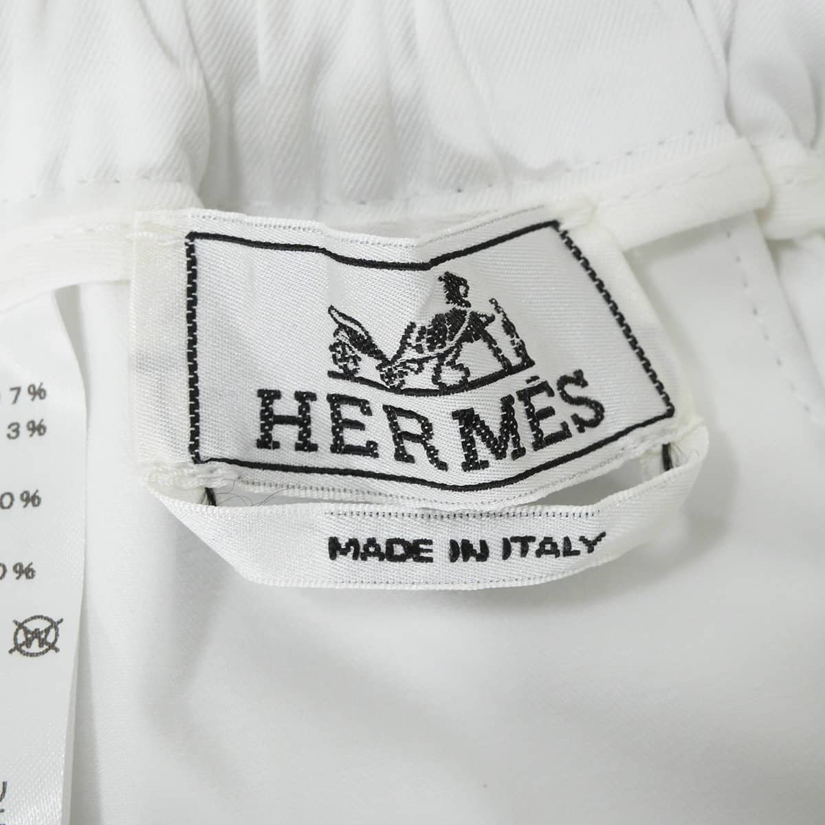 HERMES Short pants Drawstring Blanc (White) Cotton/Polyurethane[EXCELLENT][Authentic]