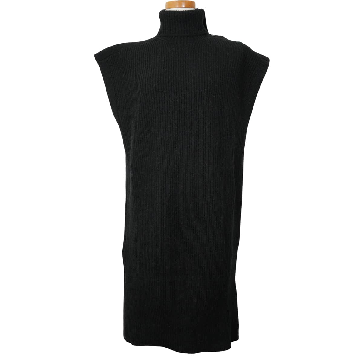 HERMES One‐piece dress Sleeveless knit Side Sellier Button Noir (Black) Camel #34[EXCELLENT][Authentic]