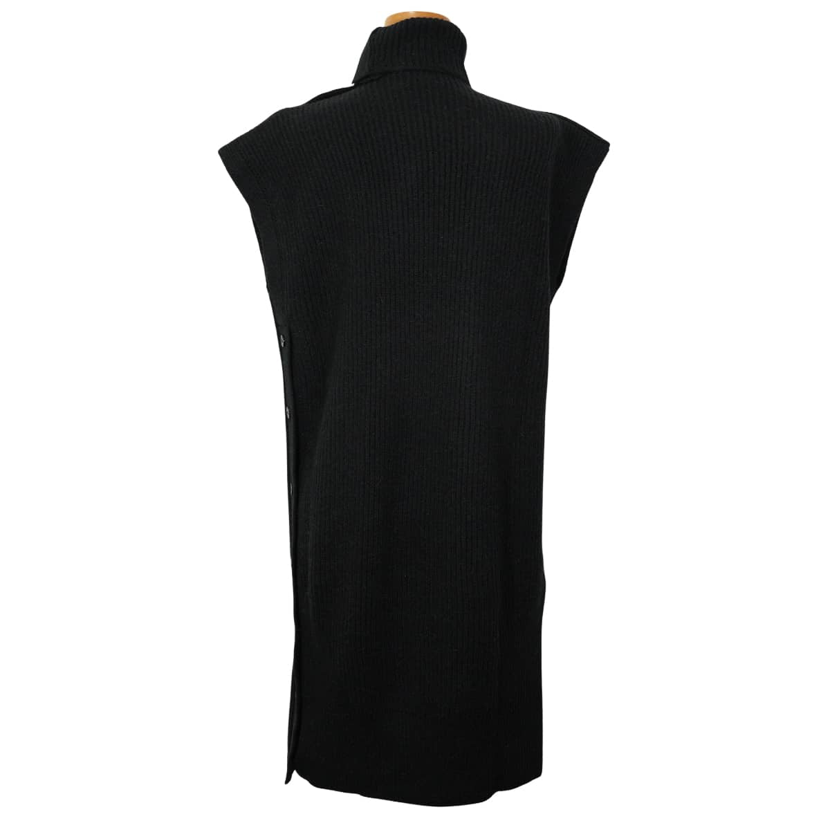 HERMES One‐piece dress Sleeveless knit Side Sellier Button Noir (Black) Camel #34[EXCELLENT][Authentic]