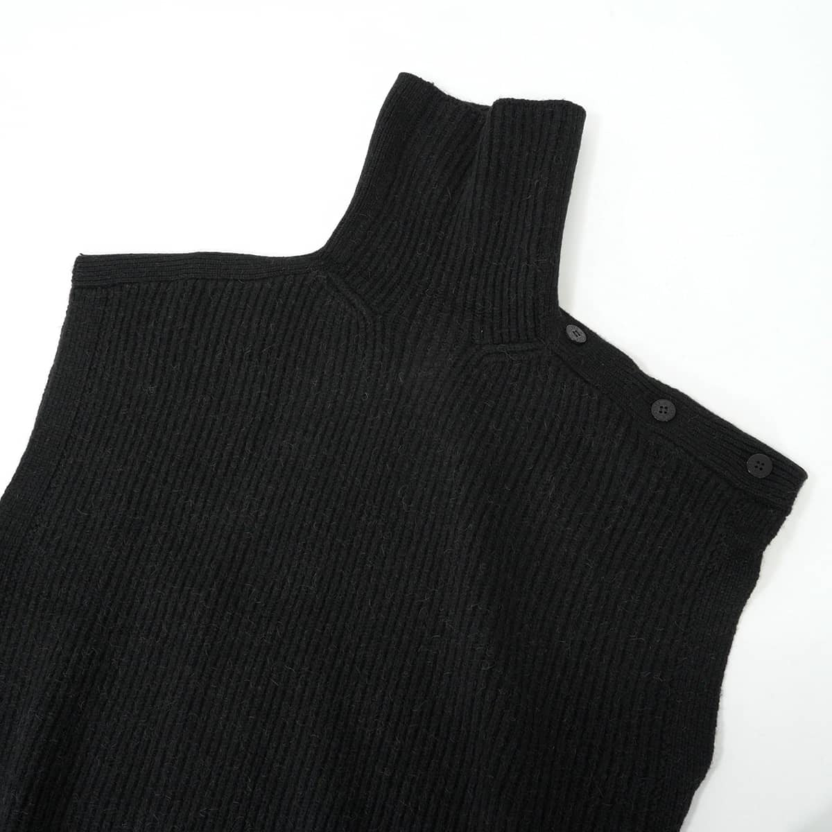 HERMES One‐piece dress Sleeveless knit Side Sellier Button Noir (Black) Camel #34[EXCELLENT][Authentic]