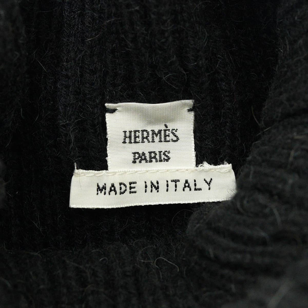 HERMES One‐piece dress Sleeveless knit Side Sellier Button Noir (Black) Camel #34[EXCELLENT][Authentic]